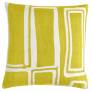 Judy Ross Textiles Hand-Embroidered Chain Stitch Procession Throw Pillow yellow/cream
